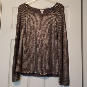 Chico's Gray & Silver Metallic Sweater Sz. 1